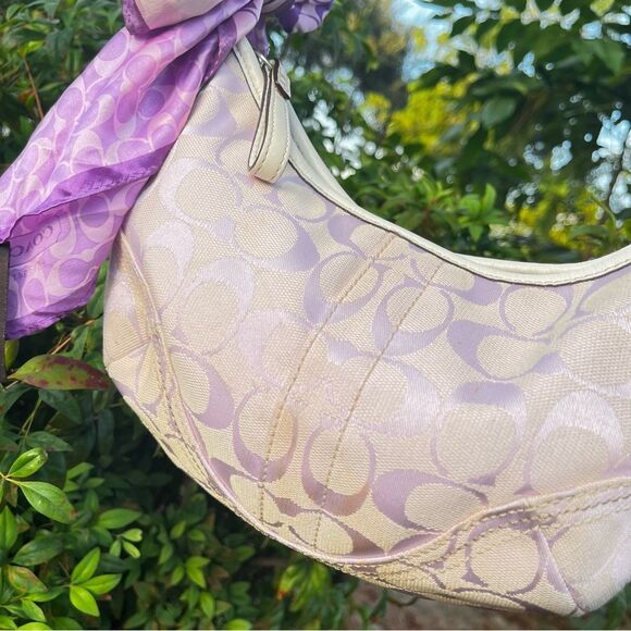 COACH Lavender Signature Y2K Hobo Baguette Shoulder Bag Hampton SoHo 6266 - Picture 13 of 14